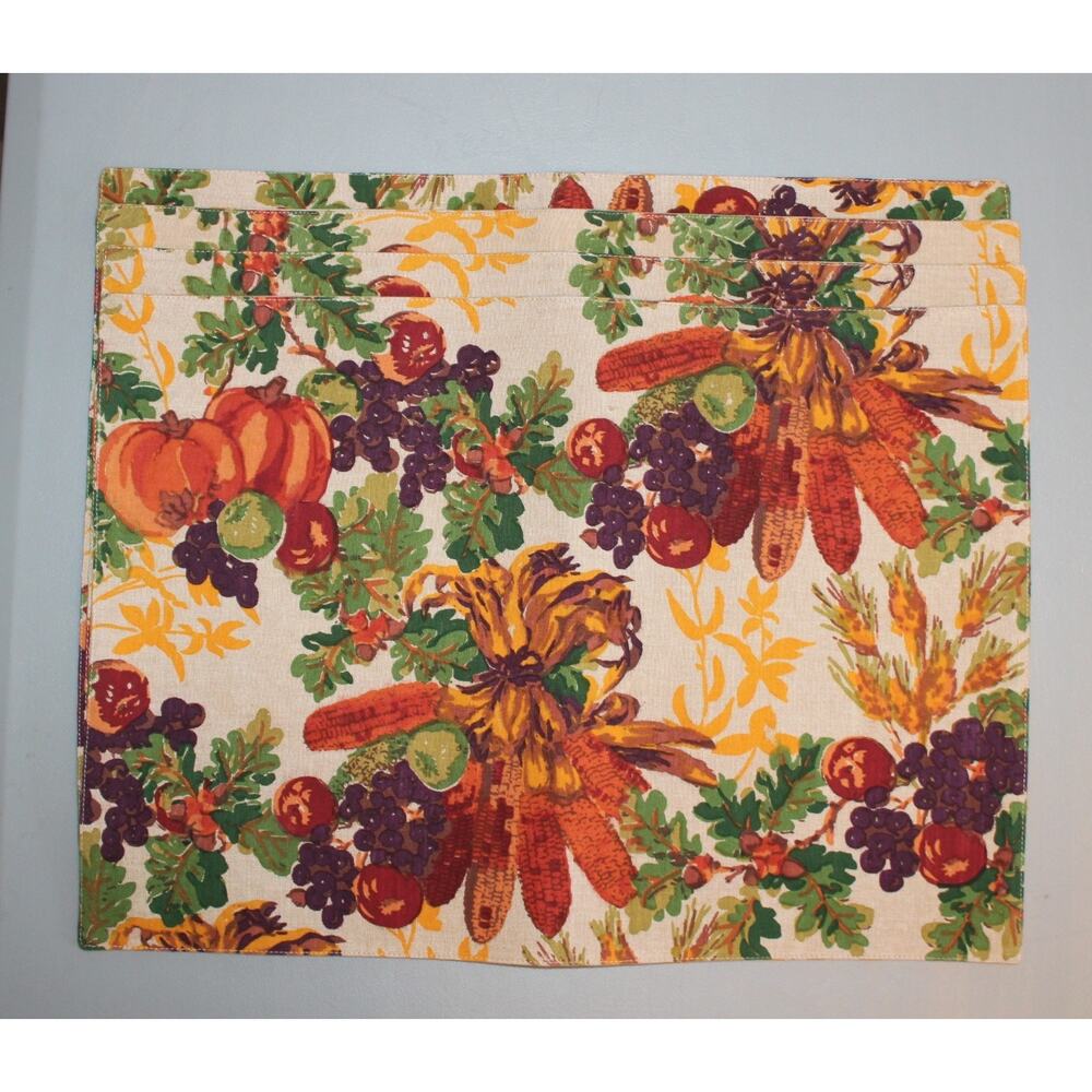 Fall Holiday Dining Place Mats Qty 4 Leaf Print Great‎ for Thanksgiving - Picture 4 of 4